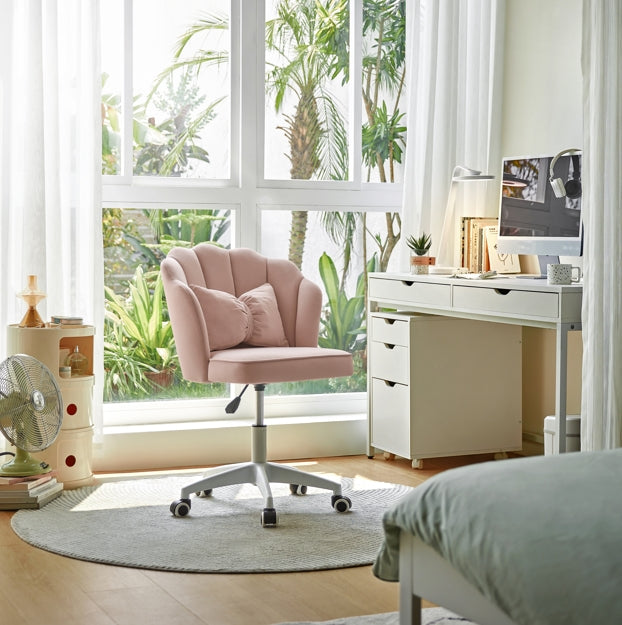 Pink Adjustable Height Swivel Computer Chair with Wheels and Cushion/Pink Office Chair