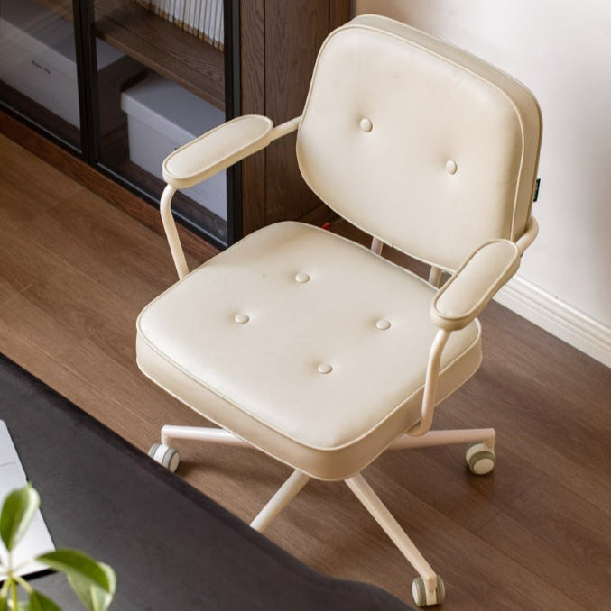 Adjustable Height Computer Chair/Office Chair with Eco Synthetic Leather Cushion and Caster Wheels