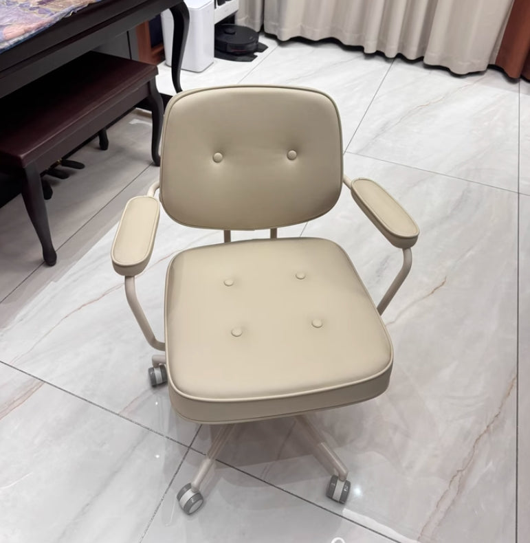 Adjustable Height Computer Chair/Office Chair with Eco Synthetic Leather Cushion and Caster Wheels