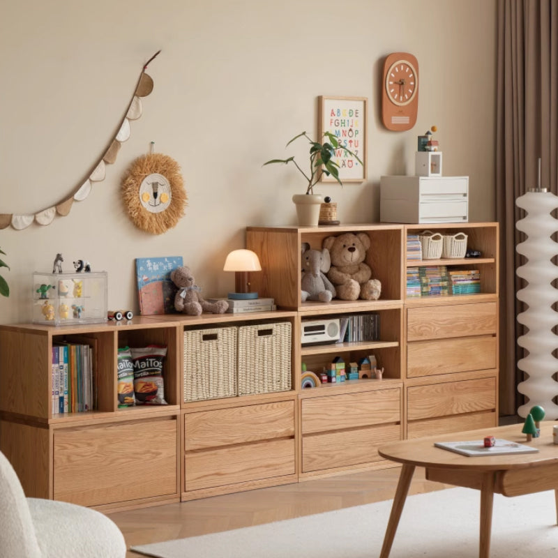 Madison FAS-Graded Solid American Oak Wood Floor-standing Modular Storage Cabinet Chest Set for Home