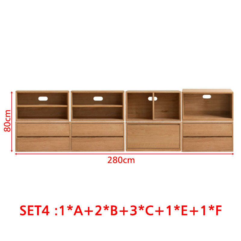 Madison FAS-Graded Solid American Oak Wood Floor-standing Modular Storage Cabinet Chest Set for Home
