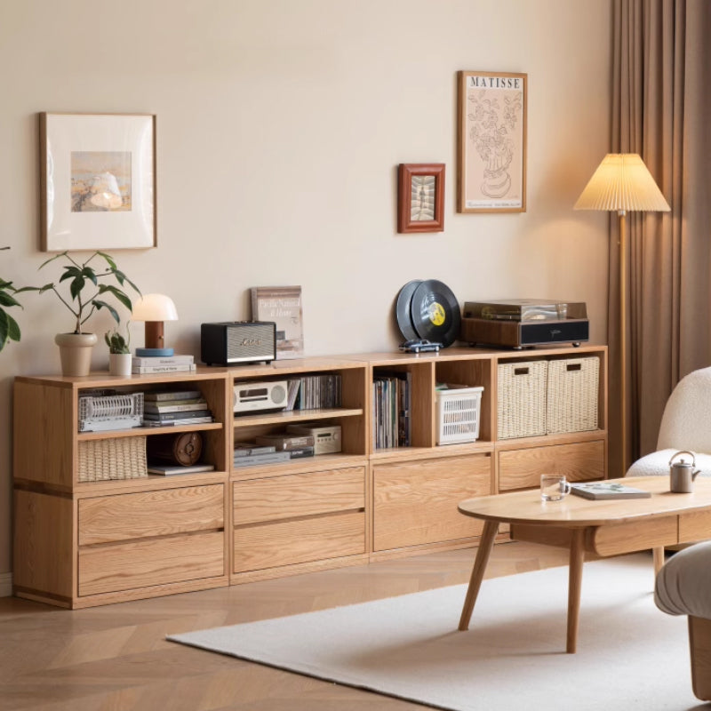 Madison FAS-Graded Solid American Oak Wood Floor-standing Modular Storage Cabinet Chest Set for Home