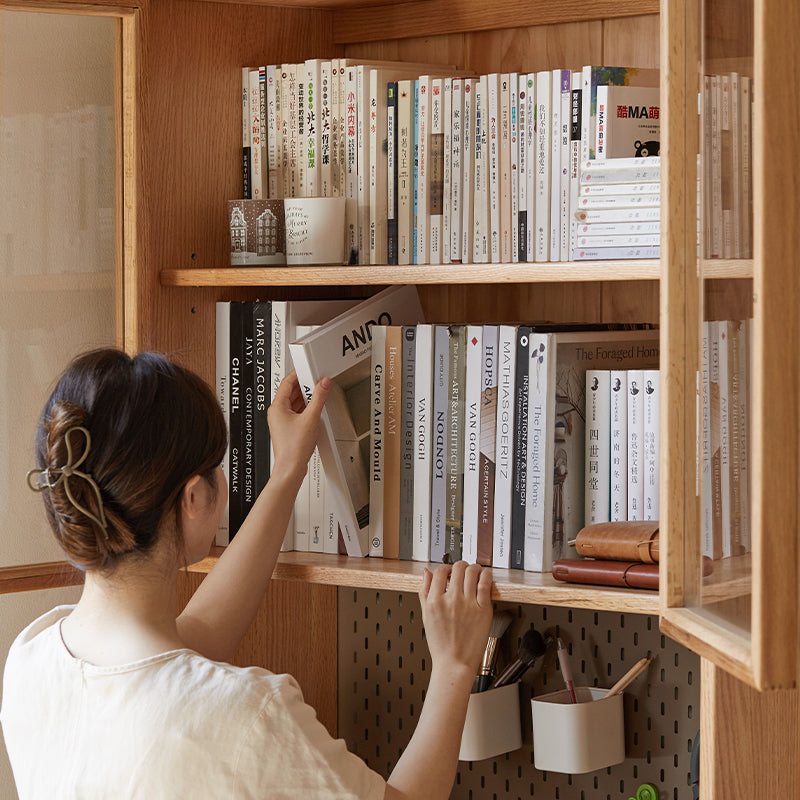 Martha FAS-Graded Solid American Oak Wood Bookshelf and Study Desk Storage Cabinet