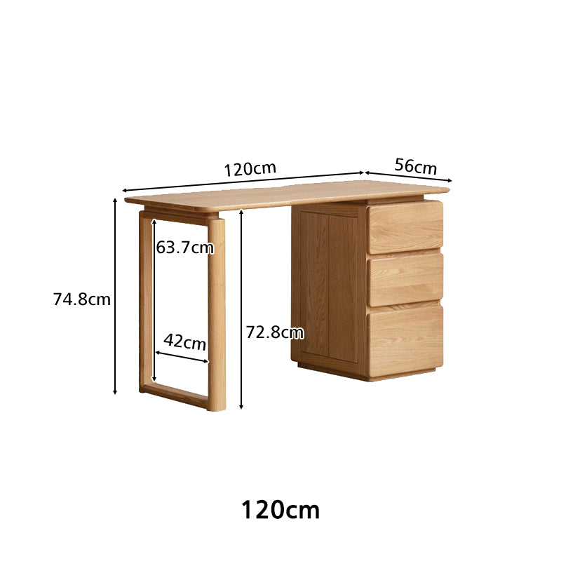 Yvonne 1.2m/1.4m FAS-Graded Solid Oak Wood Desk/Table With Drawer Multiple Color