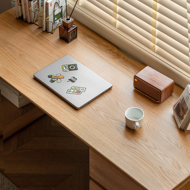 Yvonne 1.2m/1.4m FAS-Graded Solid Oak Wood Desk/Table With Drawer Multiple Color