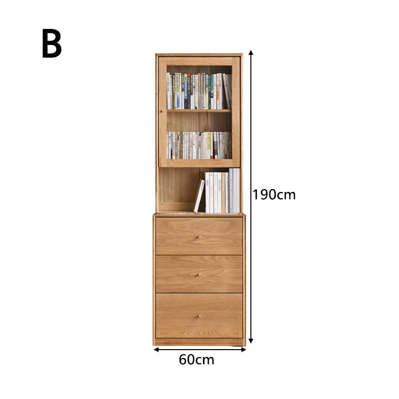 Chic FAS-Graded American Oak Bookcase Modular Display Shelf & Storage Multiple Color