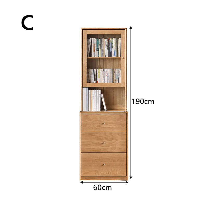 Chic FAS-Graded American Oak Bookcase Modular Display Shelf & Storage Multiple Color