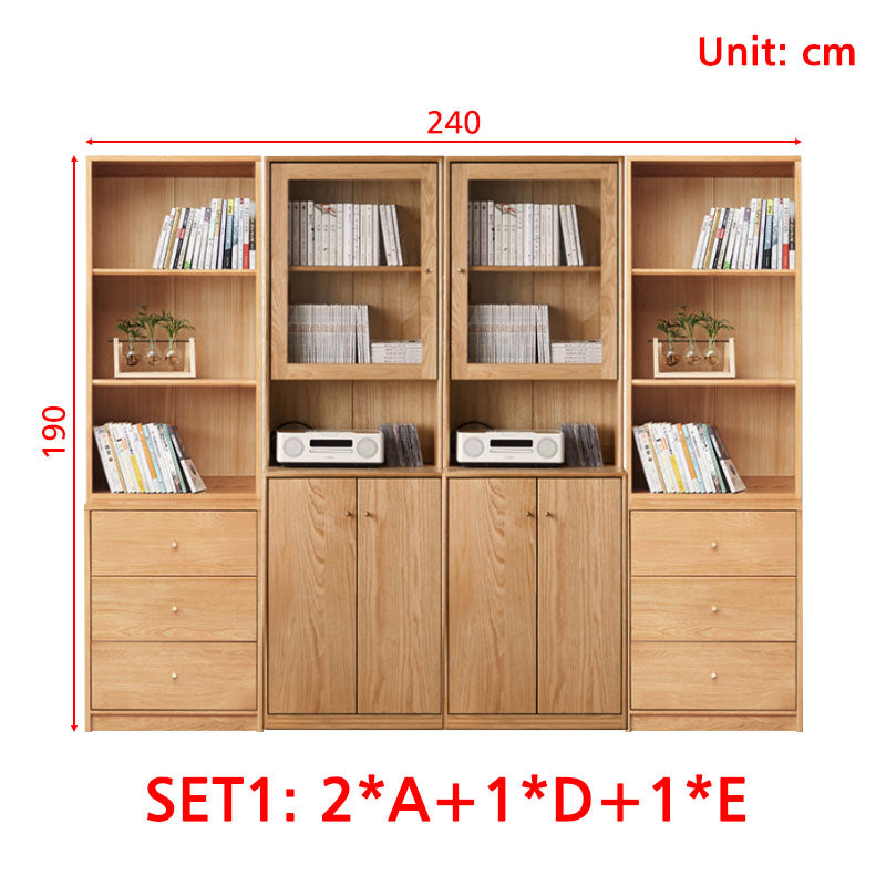 Chic FAS-Graded American Oak Bookcase Modular Display Shelf & Storage Multiple Color