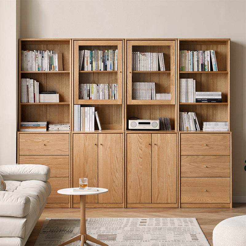 Chic FAS-Graded American Oak Bookcase Modular Display Shelf & Storage Multiple Color