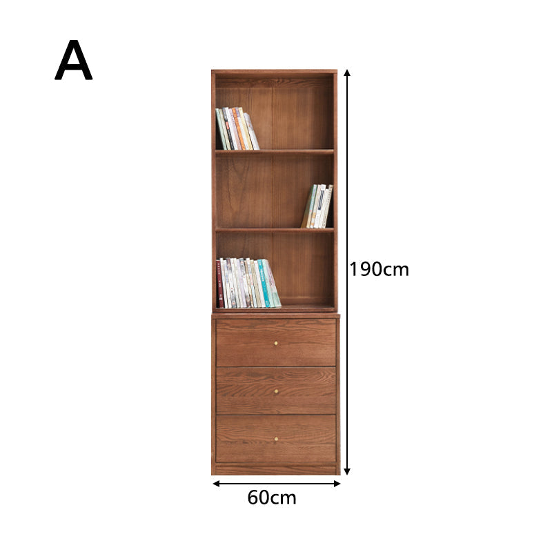 Chic FAS-Graded American Oak Bookcase Modular Display Shelf & Storage Multiple Color