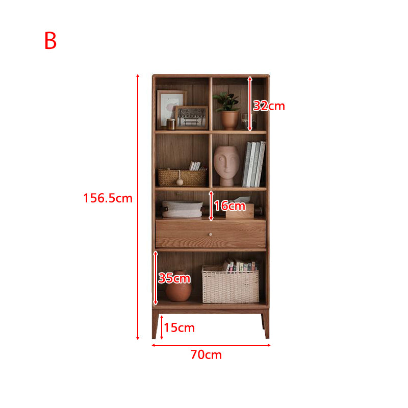 Carol FAS-Graded Solid American Oak Wood Bookcase Display Shelf & Storage Multiple Size