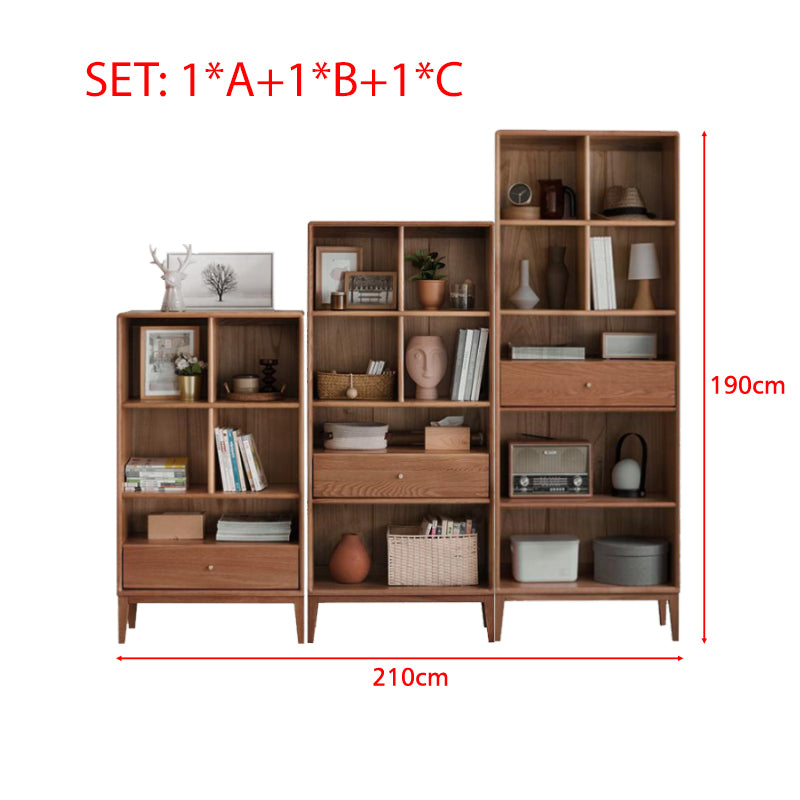 Carol FAS-Graded Solid American Oak Wood Bookcase Display Shelf & Storage Multiple Size