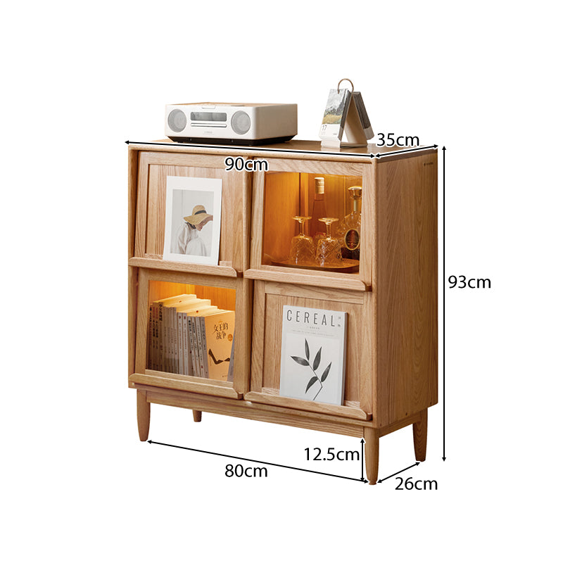Fred FAS-Graded Solid American Oak Wood Flip-door Bookcase Display Shelf/Storage Cabinet