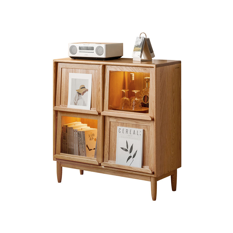 Fred FAS-Graded Solid American Oak Wood Flip-door Bookcase Display Shelf/Storage Cabinet