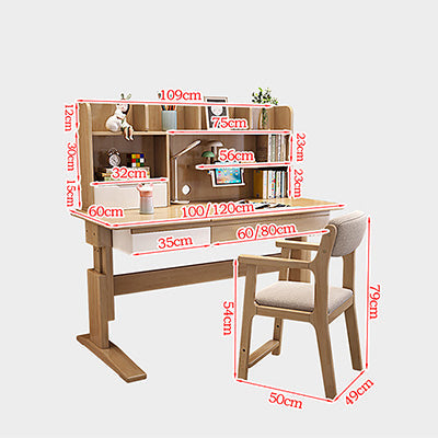 Natural Height-adjustable Study Desk and Sinoa Chair set