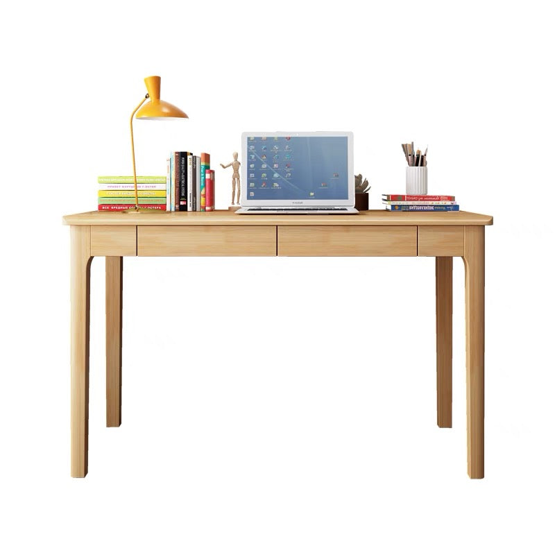 Natural Solid Wood Study Desk and Pier Chair Set