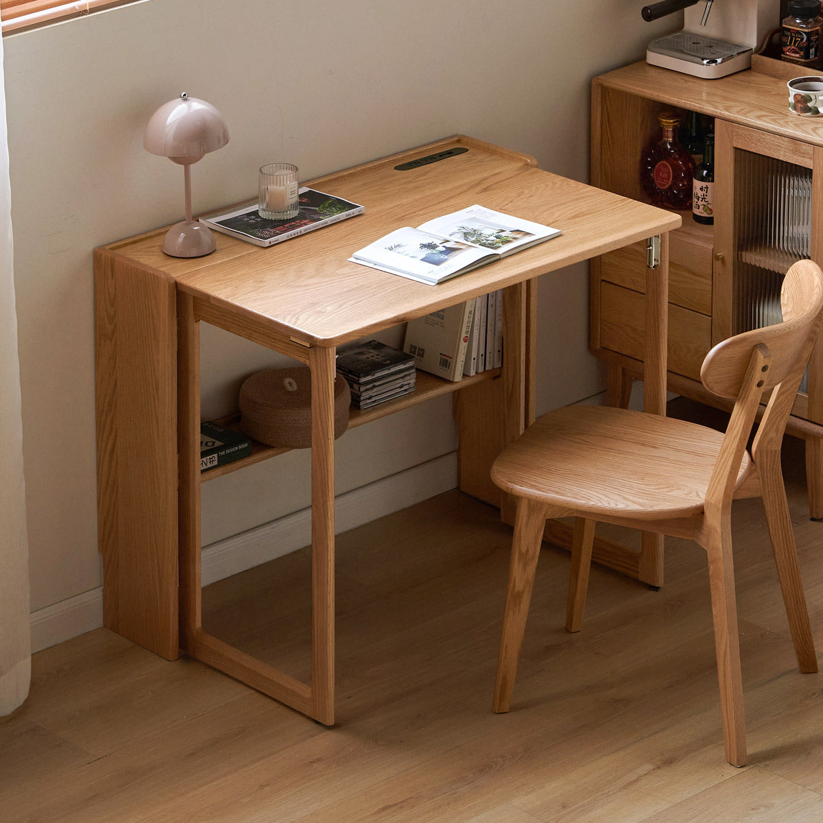 Natural Wood Color Space Saving Folding Study Desk/Foldable Small Desk