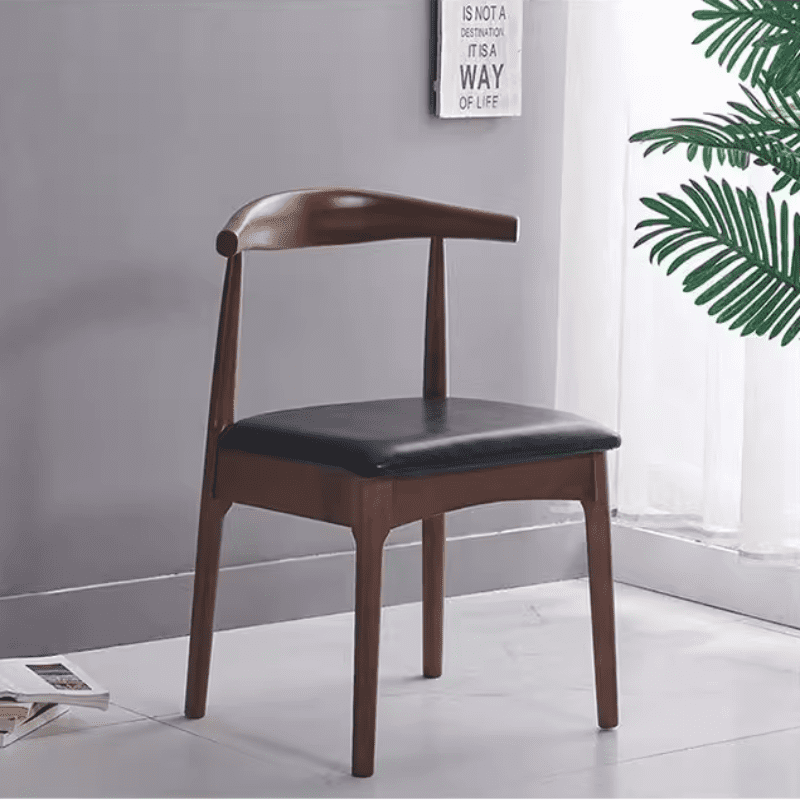 Leo Walnut Dining Chair Solid wood legs PU leather Minimalist