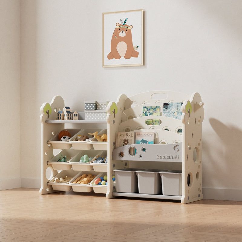 Two-Column Kids Toy Organizer with Bookshelves – Multi-Layer Storage