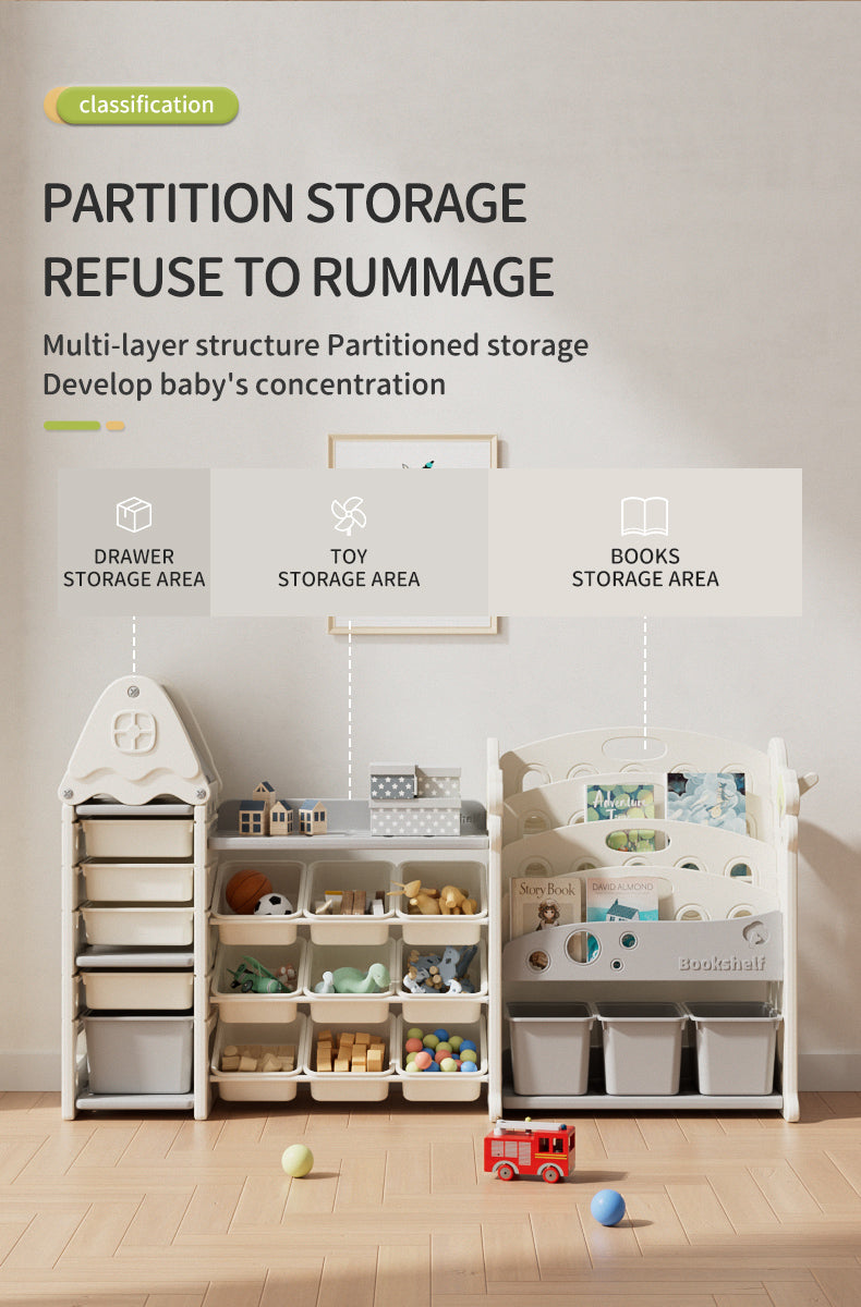 Three-Column Treehouse-Themed Kids Storage Rack – Multi-Layer Toy and Book Organizer