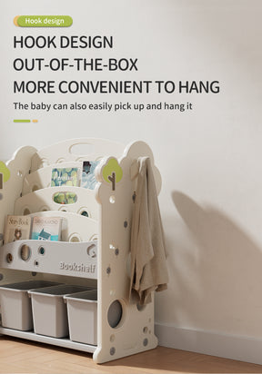 Three-Column Treehouse-Themed Kids Storage Rack – Multi-Layer Toy and Book Organizer