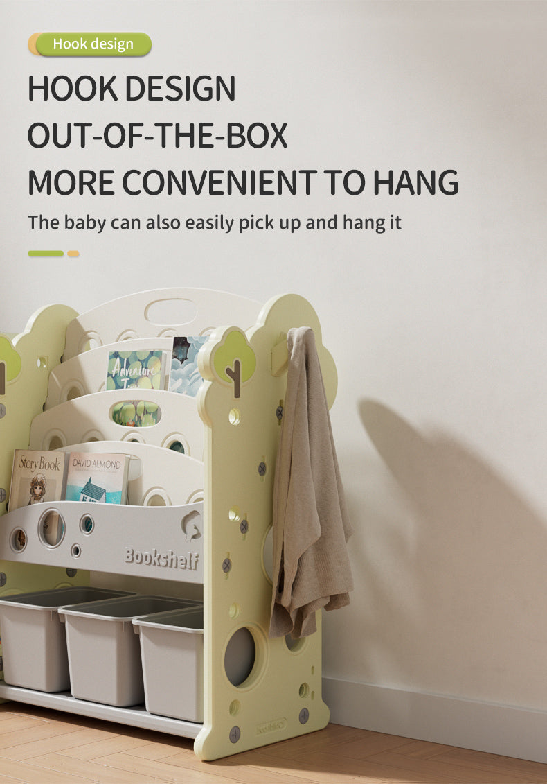 Three-Column Treehouse-Themed Kids Storage Rack – Multi-Layer Toy and Book Organizer