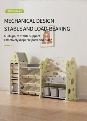 Three-Column Treehouse-Themed Kids Storage Rack – Multi-Layer Toy and Book Organizer