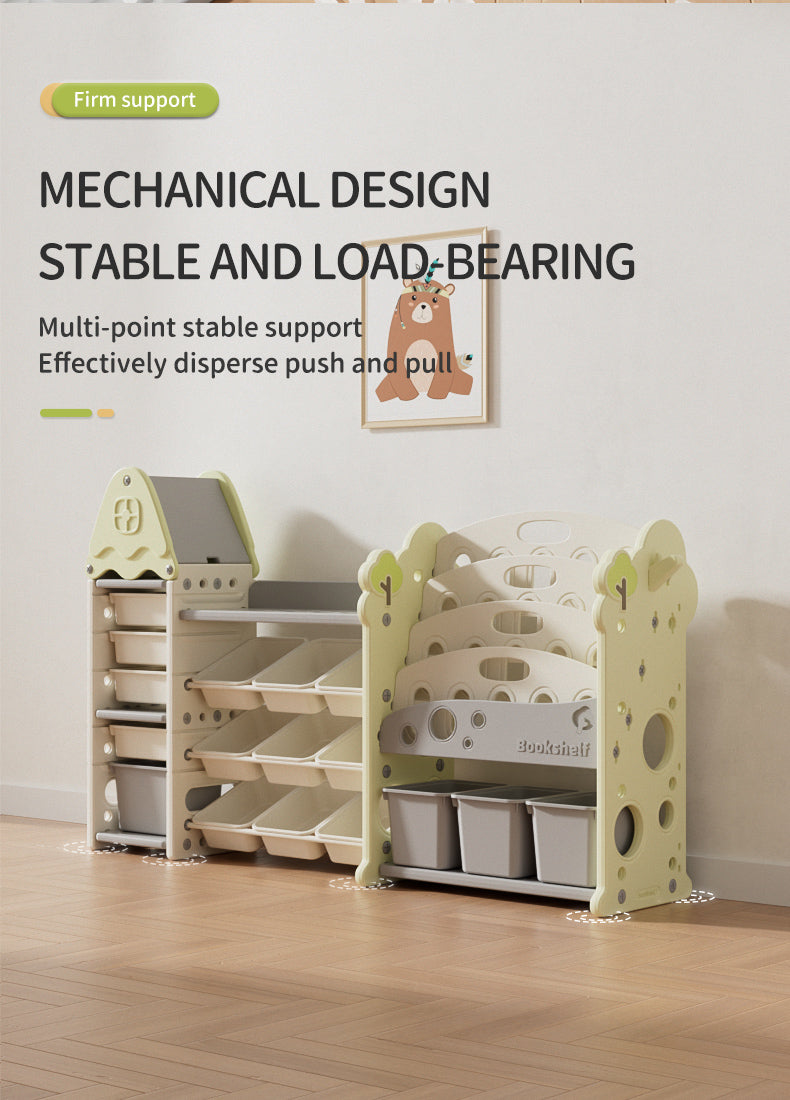 Three-Column Treehouse-Themed Kids Storage Rack – Multi-Layer Toy and Book Organizer