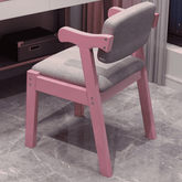 Solid Timber Z Shape Dining Chair /Rubberwood/Cotton and Linen/Pink