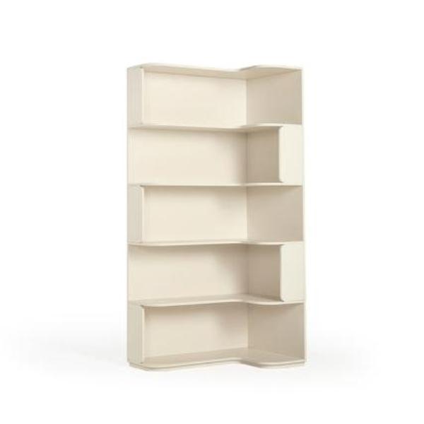 Space Saving  Engineered Wood Corner Bookcase/Storage Shelves in Cream White