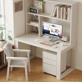 Maddie Solid Timber Study Desk with Bookshelf and Movable Side Cabinet
