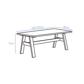 Nangle Minimalist Multi-Purpose Solid Timber Study Desk 180cm/200cm