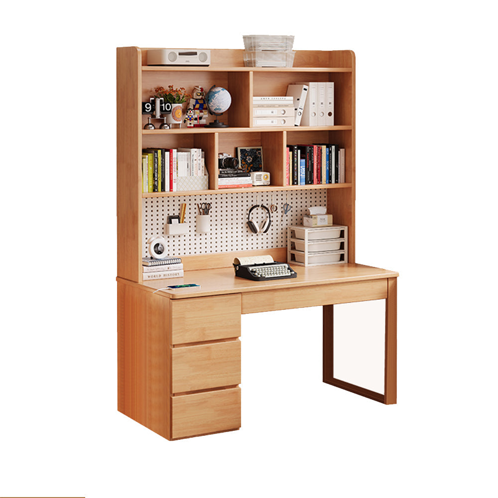 Putnam Solid Timber Study Desk with Bookshelf and Storage