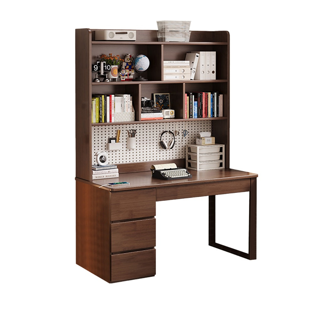 Putnam Solid Timber Study Desk with Bookshelf and Storage