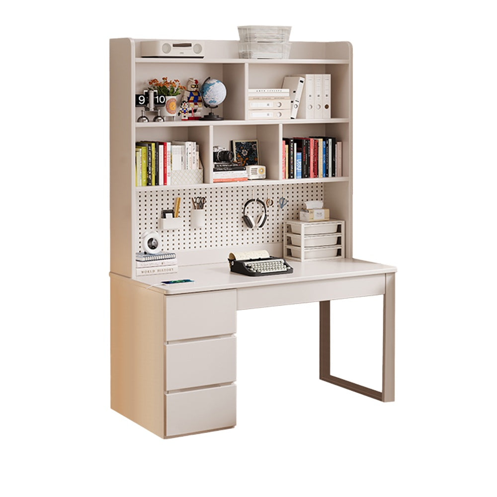 Putnam Solid Timber Study Desk with Bookshelf and Storage