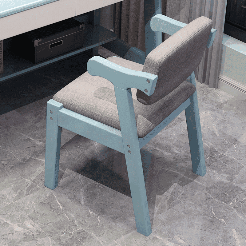 Solid Timber Z Shape Dining Chair /Rubberwood/Cotton and Linen/Blue