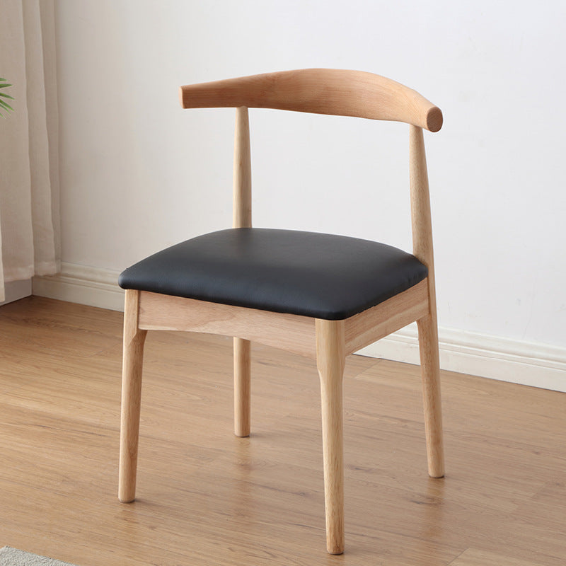 Leo Dining Chair/Solid wood legs/ PU leather/Minimalist/Black Cushion