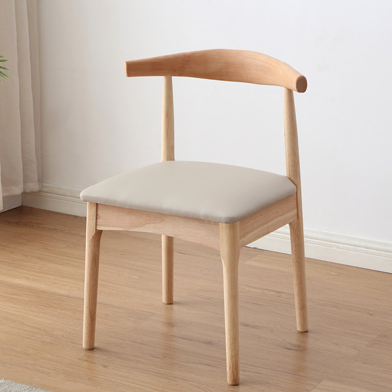 Leo Dining Chair/Solid wood legs/ PU leather/Minimalist/Grey Cushion