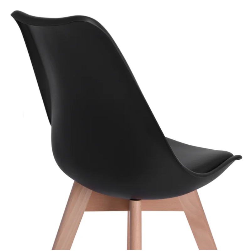 DAYO Faux Leather Seat Cushion Hard Plastic Dining Chair/Timber Legs/Black