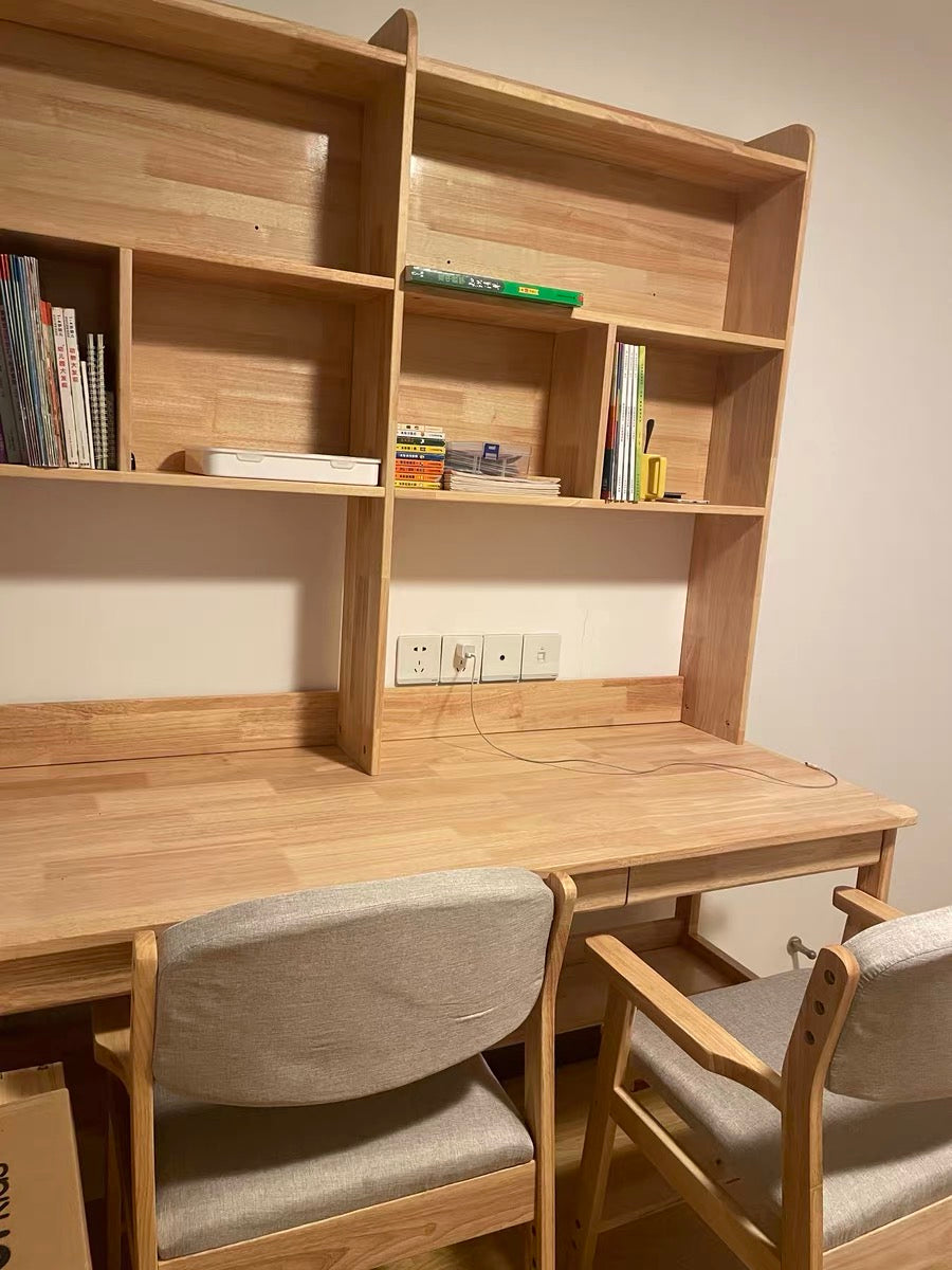 Natural Trejan Study Desk and Leo Chairs Set