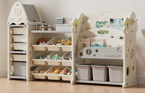 Three-Column Treehouse-Themed Kids Storage Rack – Multi-Layer Toy and Book Organizer
