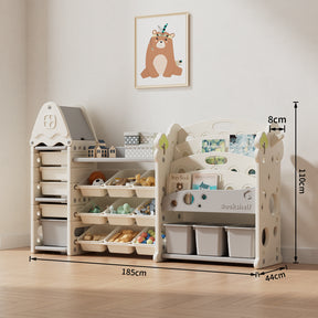 Three-Column Treehouse-Themed Kids Storage Rack – Multi-Layer Toy and Book Organizer