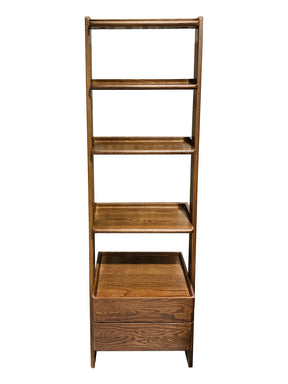 Ladder Bookcase/ FAS-Graded Solid American Oak Wood Double-Drawer Bookshelf/Storage Rack
