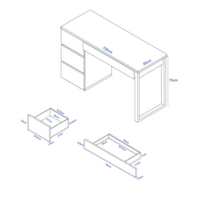 Classic Natural Wood Desk with 3-Drawer Side Cabinet