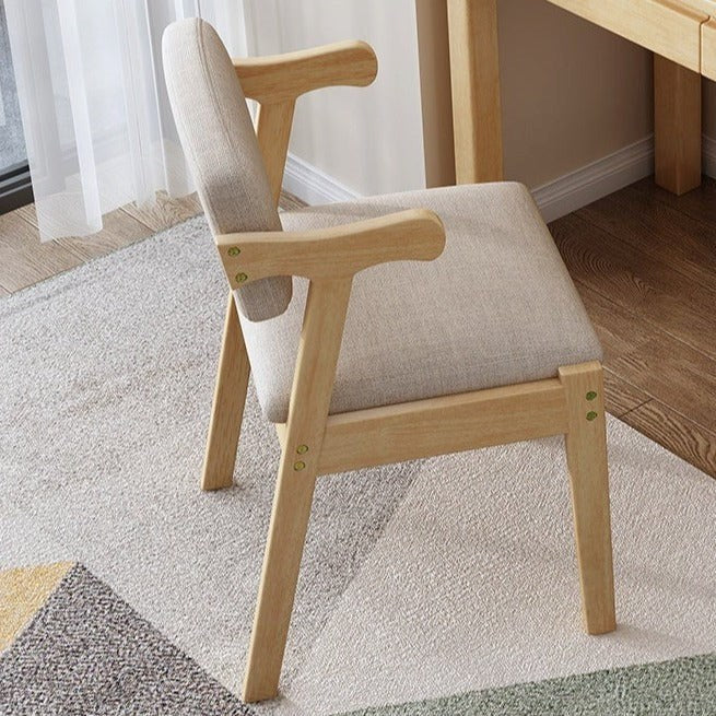 Natural Solid Wood Study Desk with Shelf and Z Shape Chair