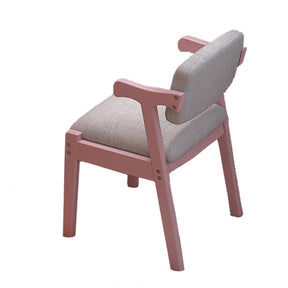 Solid Timber Z Shape Dining Chair /Rubberwood/Cotton and Linen/Pink