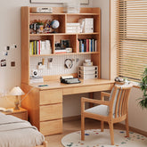 Putnam Solid Timber Study Desk with Bookshelf and Storage