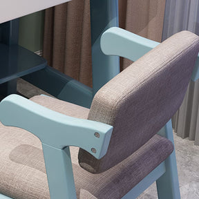 Solid Timber Z Shape Chair /Rubberwood/Cotton and Linen/Blue