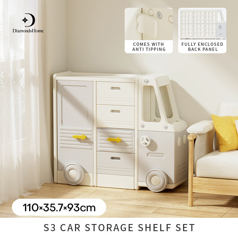 Car-Themed Adjustable Storage Organizer for Kids – Fun Toy and Book Cabinet