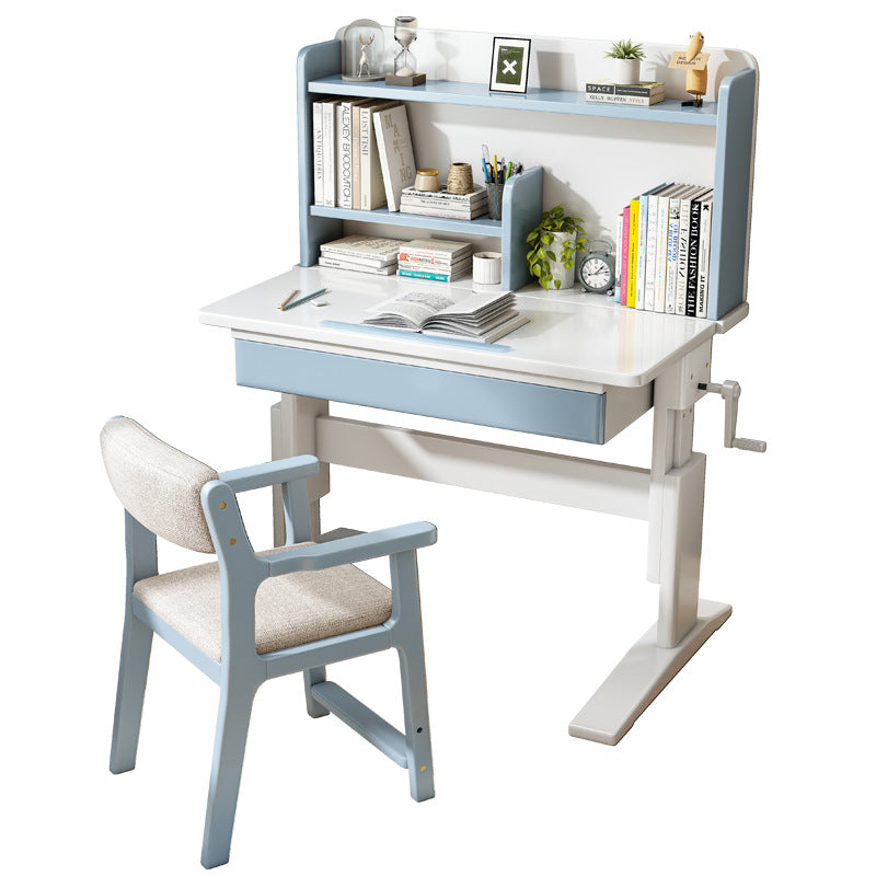 Blue Height-adjustable Study Desk and Sinoa Chair Set